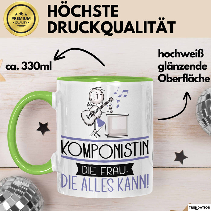 Komponistin Geschenk Tasse Becher Die Frau Die Allen Kann Geschenkidee für eine Komponistin Lustig Grün Trendation