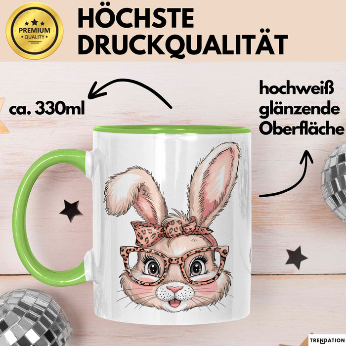 Kaninchen Hase Tierliebhaber Tasse Geschenk Lustige Geschenkidee Spruch Grün Trendation