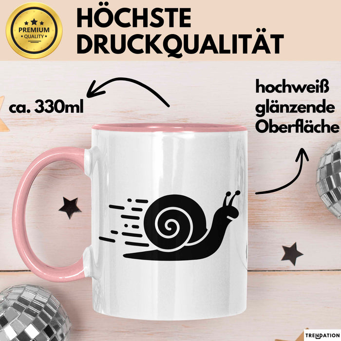 Schnelle Schnecke Tasse Geschenk Lustige Geschenkidee Spruch Rosa Trendation