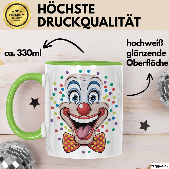 Zirkus Tasse Geschenk Lachender Clown Geschenkidee Künstler Grün Trendation