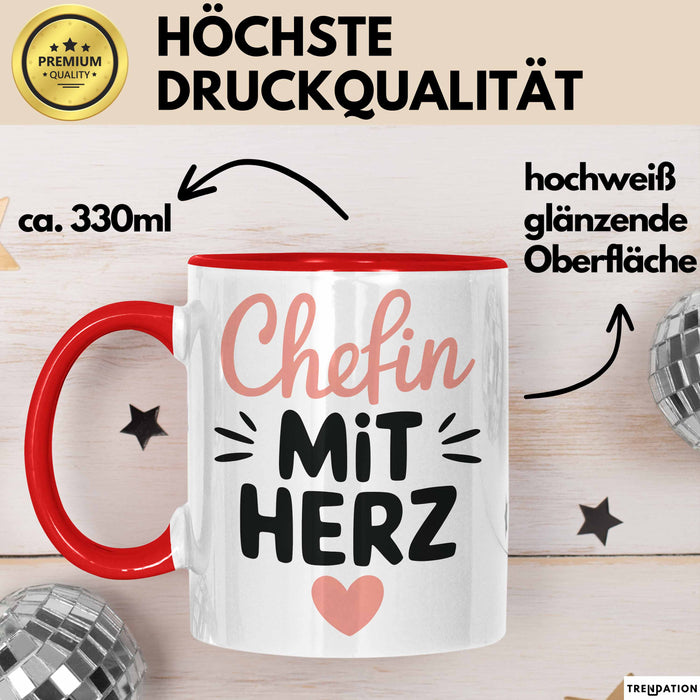 Büroarbeit Kollege Chef Tasse Geschenk Lustige Geschenkidee Spruch Chefin Mit Herz Rot Trendation