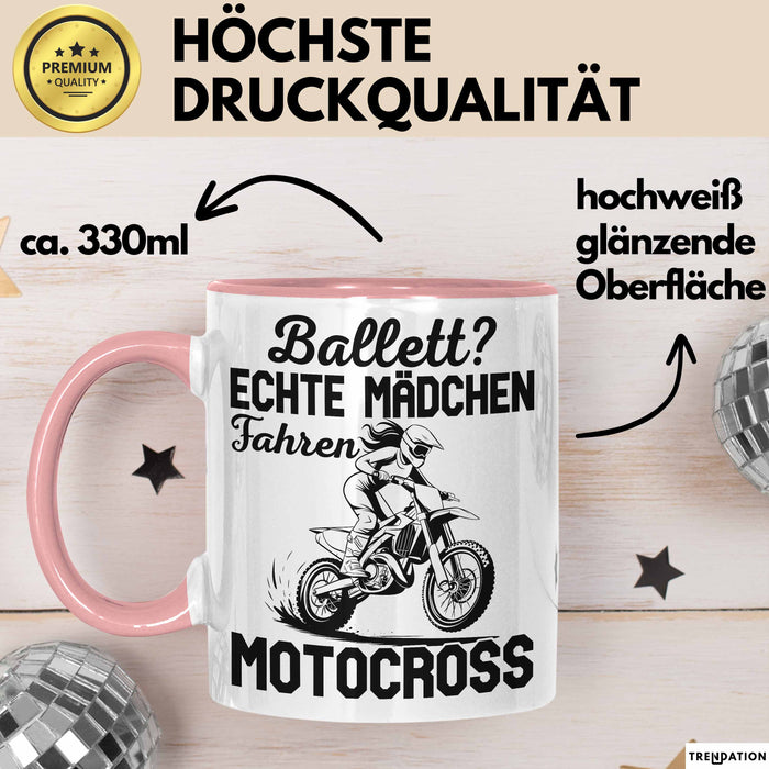 Motocross Tasse Geschenk Mädchen Frauen Balett Echte Mädchen Fahren Motocross Becher Rosa Trendation