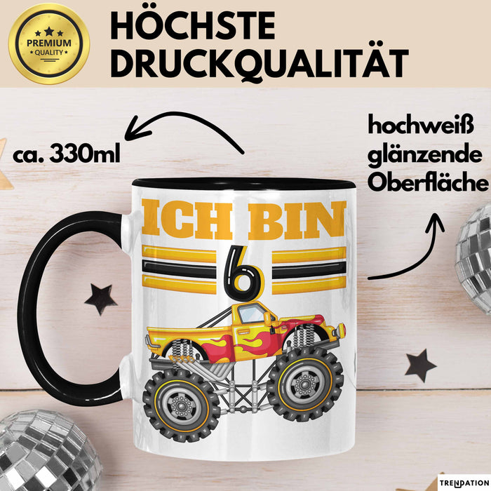 6. Geburtstag Geschenk Tasse Becher Jungs Trucks Geburtstagsgeschenk Ich Bin 6 Schwarz Trendation