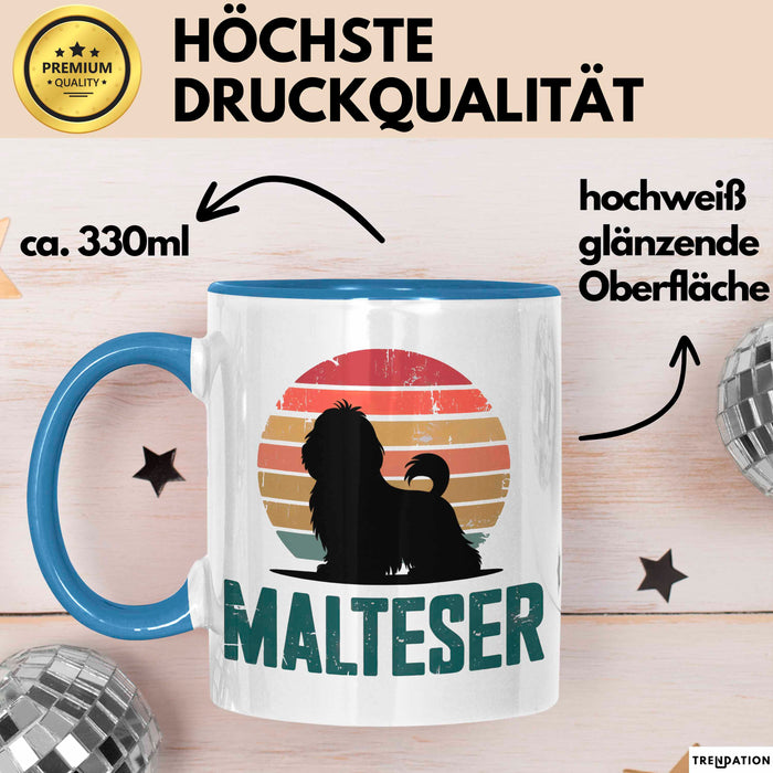 Malteserhund Tasse Geschenk Lustige Geschenkidee Spruch Malteser Blau Trendation