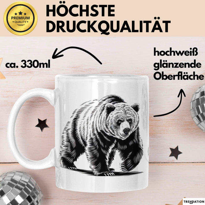 Grizzlybär Tasse Geschenk Lustige Geschenkidee Spruch Weiß Trendation