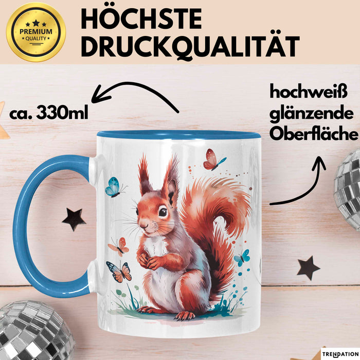 Eichhörnchen Tierliebhaber Tasse Geschenk Lustige Geschenkidee Spruch Blau Trendation