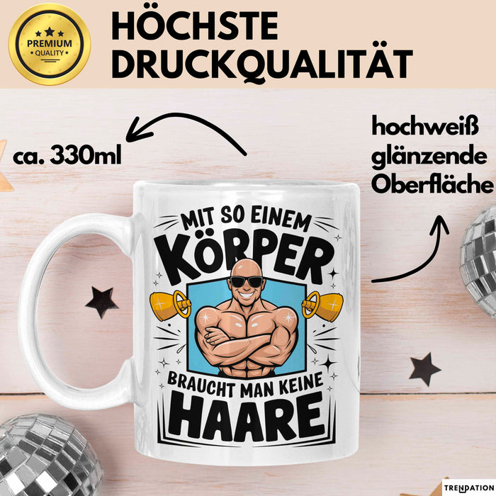 Glatzkopf Männer Tasse Geschenkidee Du Brauchst Keine Haare Weiß Trendation