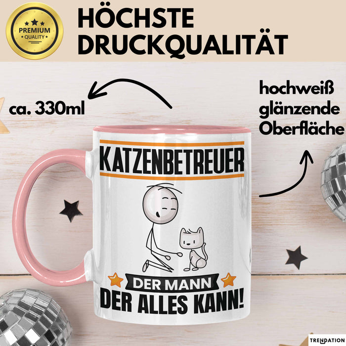 Katzenbetreuer Tasse Geschenk für Katzenbetreuer Der Mann Der Alles Kann Geschenkidee zum Geburtstag Rosa Trendation