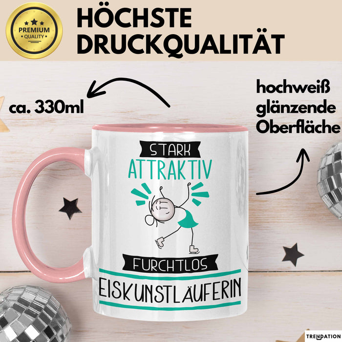 Eiskunstläuferin Tasse Geschenk Becher Stark Attraktiv Furchtlos Eiskunstläuferin Lustige Geschenkidee Rosa Trendation