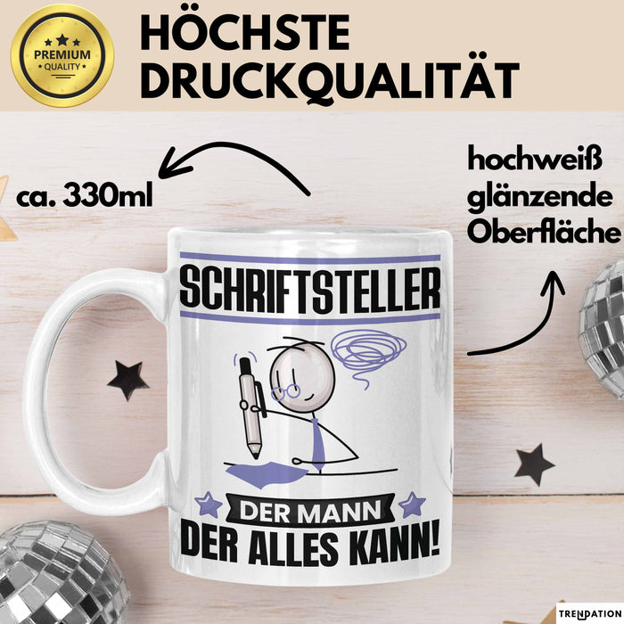 Schriftsteller Tasse Geschenk für Schriftsteller Der Mann Der Alles Kann Geschenkidee zum Geburtstag Weiß Trendation