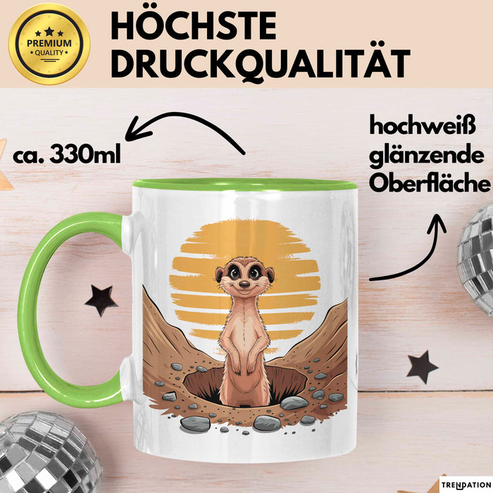 Erdmännchen Tier Tasse Geschenk Lustige Geschenkidee Spruch Grün Trendation