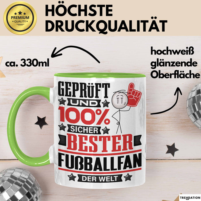 Fußballfan Geschenk Lustiger Spruch für Fußballfan Geschenkidee Bester Fußballfan Der Welt Grün Trendation