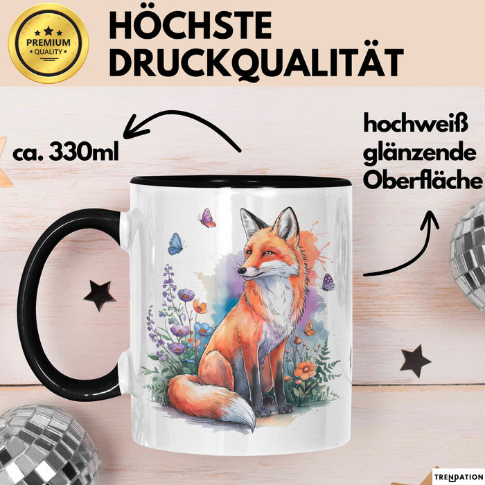 Fuchs Tierliebhaber Tasse Geschenk Lustige Geschenkidee Spruch Schwarz Trendation