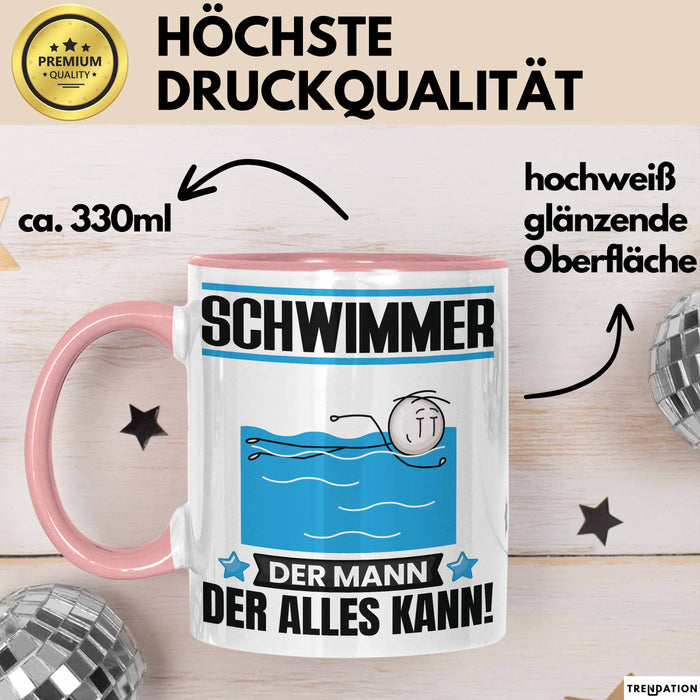Schwimmer Tasse Geschenk für Schwimmer Der Mann Der Alles Kann Geschenkidee zum Geburtstag Rosa Trendation