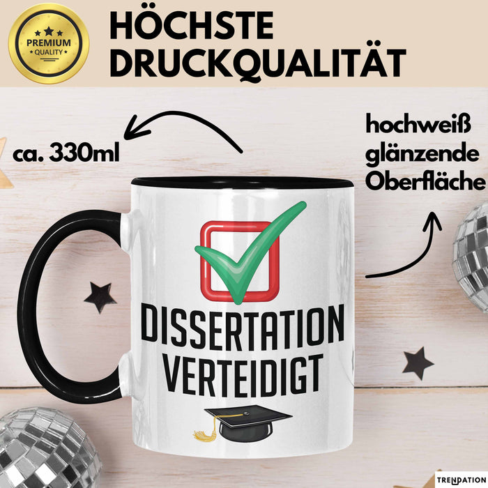 Doktorarbeit Geschafft Tasse Geschenk Dissertation Verteidigt Geschenkidee Master Doktor Kaffee-Becher Trendation