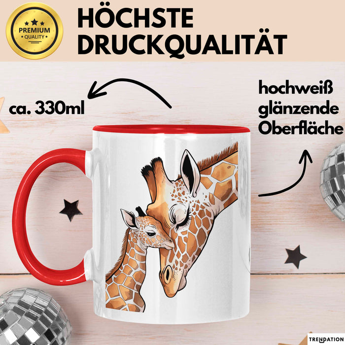 Giraffenmama Tasse Geschenk Lustige Geschenkidee Spruch Rot Trendation