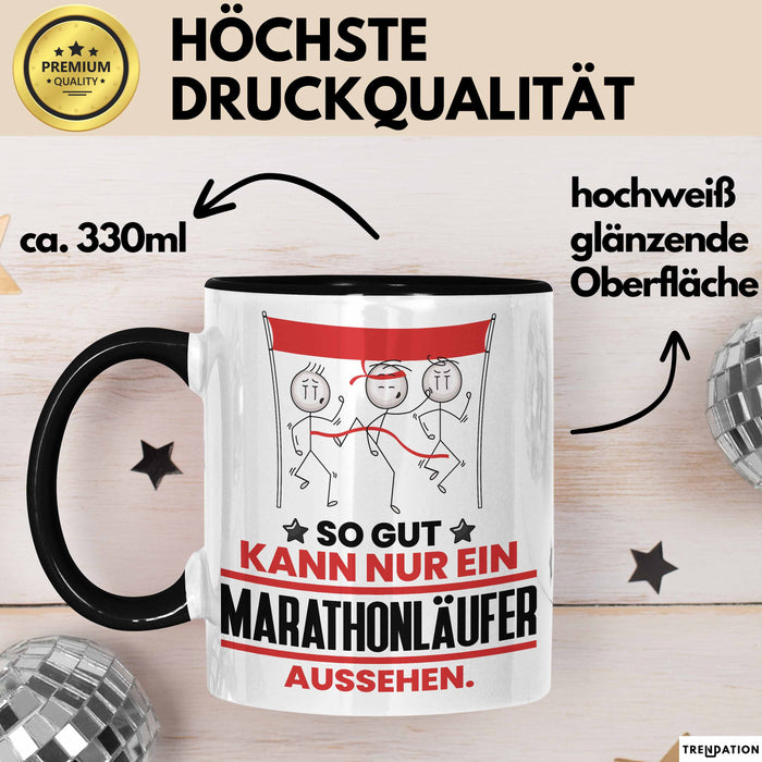 Marathonläufer Geschenk Tasse So Gut Kann Nur Ein Marathonläufer Aussehen Geschenkidee Kaffee-Becher Schwarz Trendation