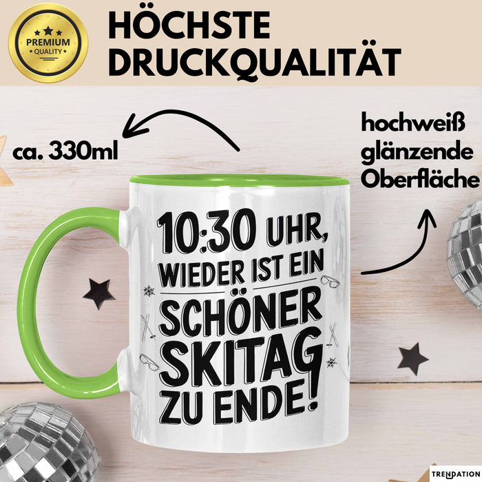 Skifahren Tasse Geschenk Wieder ein schöner Skitag Skifahrer Grün Trendation