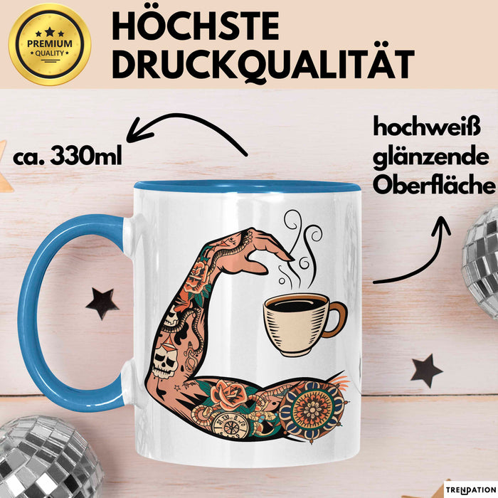 Tattoo Sammler Tasse Geschenkidee für Tinten Fanatiker Blau Trendation
