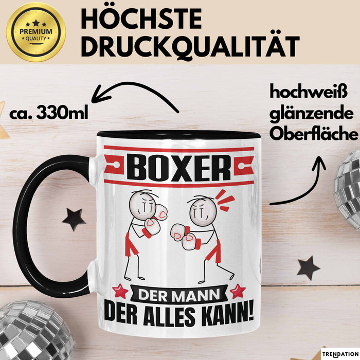 Boxer Tasse Geschenk für Boxer Der Mann Der Alles Kann Geschenkidee zum Geburtstag Schwarz Trendation
