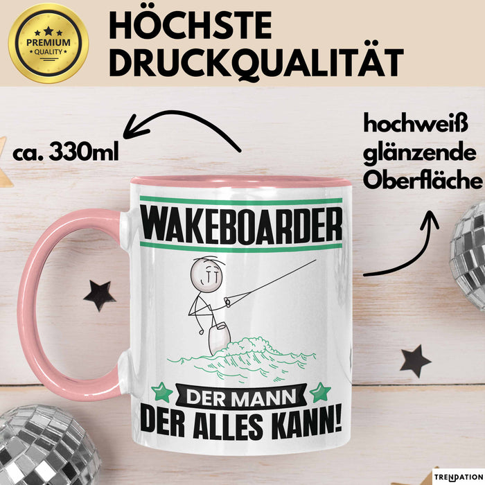 Wakeboarder Tasse Geschenk für Wakeboarder Der Mann Der Alles Kann Geschenkidee zum Geburtstag Rosa Trendation