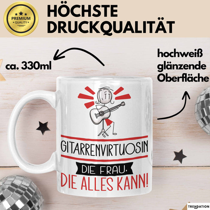 Gitarrenvirtuosin Geschenk Tasse Becher Die Frau Die Allen Kann Geschenkidee für eine Gitarrenvirtuosin Lustig Weiß Trendation