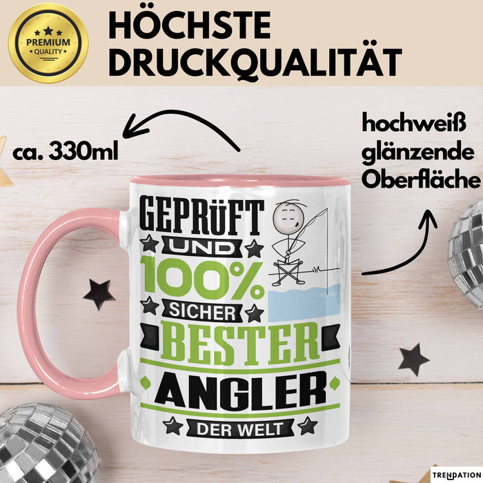 Angler Geschenk Lustiger Spruch für Angler Geschenkidee Bester Angler Der Welt Rosa Trendation