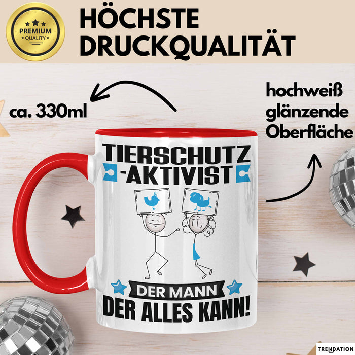 Tierschutzaktivist Tasse Geschenk für Tierschutzaktivist Der Mann Der Alles Kann Geschenkidee zum Geburtstag Rot Trendation