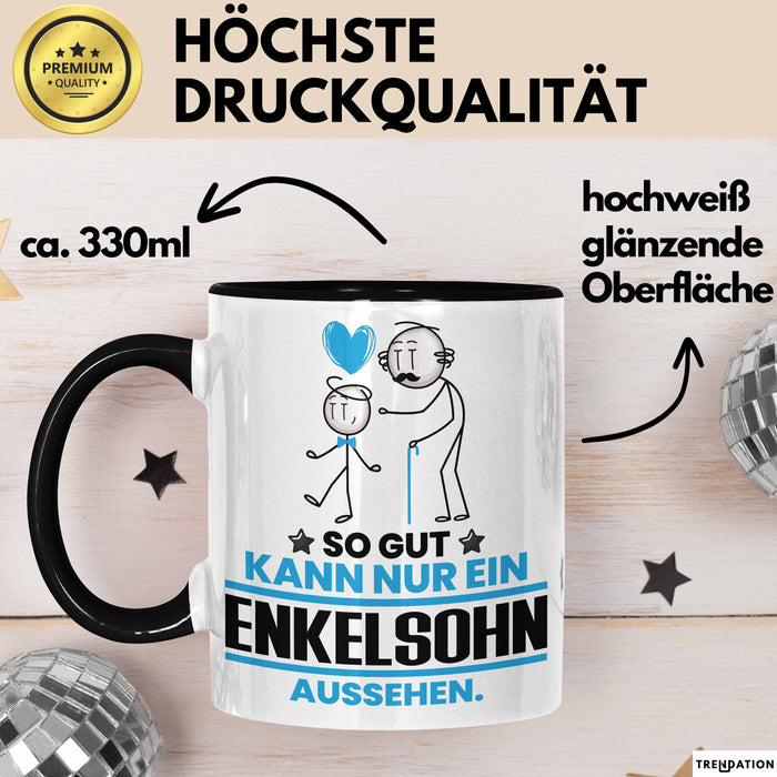 Enkelsohn Geschenk Tasse So Gut Kann Nur Ein Enkelsohn Aussehen Geschenkidee Kaffee-Becher Schwarz Trendation