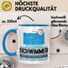 Schwimmer Geschenk Tasse Ich Bin Schwimmer Aber Sag Doch Einfach Superheld Lustige Geschenkdiee für Schwimmer Kaffee-Becher Blau Trendation