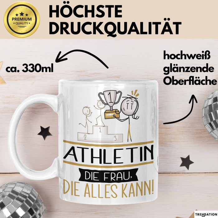 Athletin Geschenk Tasse Becher Die Frau Die Allen Kann Geschenkidee für eine Athletin Lustig Weiß Trendation