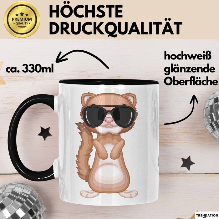 Frettchen Tasse Geschenk Sonnenbrille Grafik Lustige Geschenkidee Schwarz Trendation