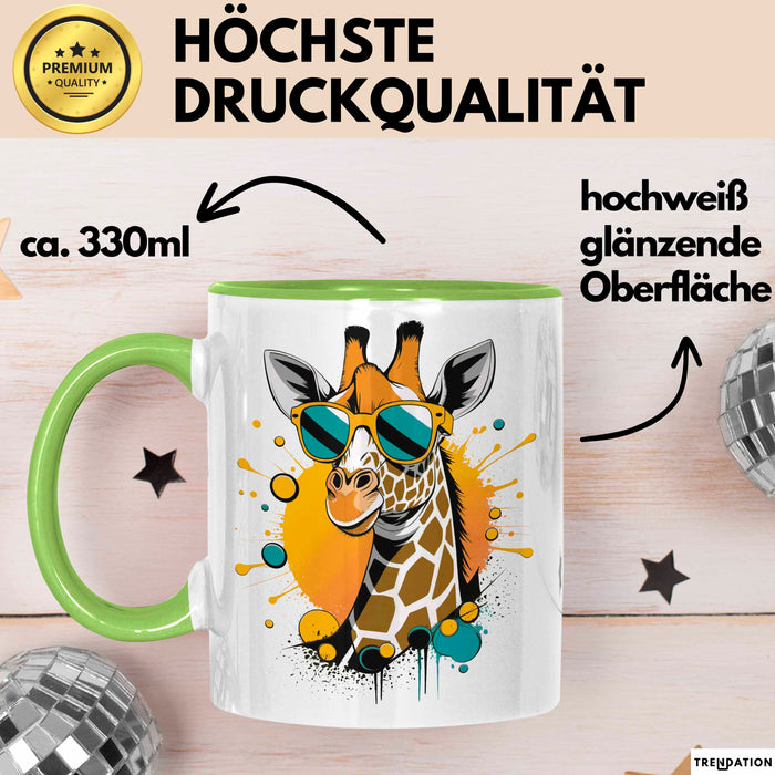 Giraffe Mit Sonnenbrille Tasse Geschenk Lustige Geschenkidee Spruch Grün Trendation