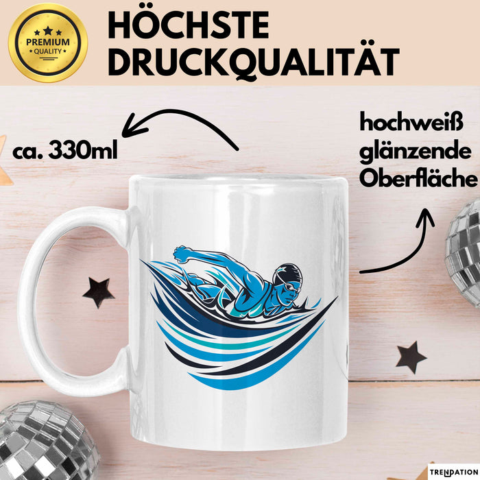 Schwimm Enthusiast Tasse Geschenkidee für Poolliebhaber Weiß Trendation