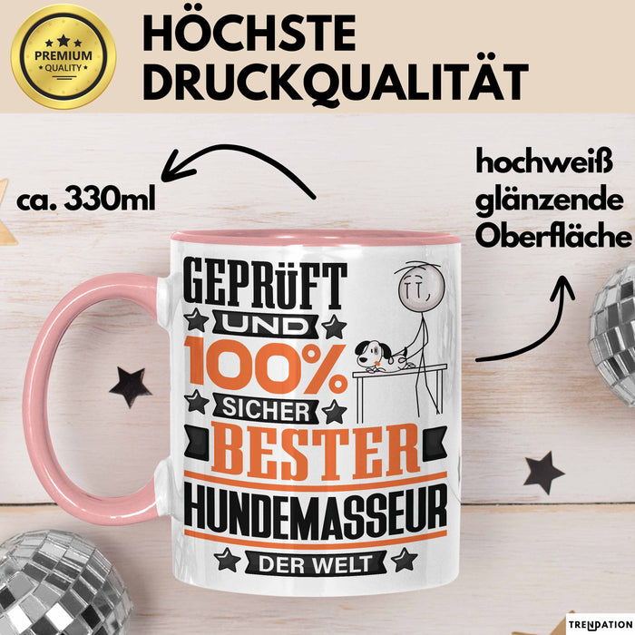 Hundemasseur Geschenk Lustiger Spruch für Hundemasseur Geschenkidee Bester Hundemasseur Der Welt Rosa Trendation