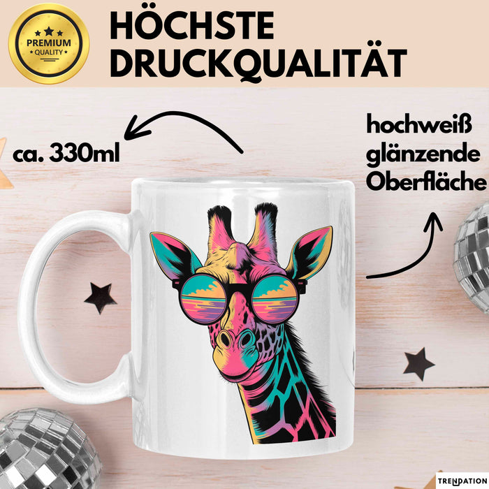 Giraffe Mit Sonnenbrille Tasse Geschenk Lustige Geschenkidee Spruch Weiß Trendation