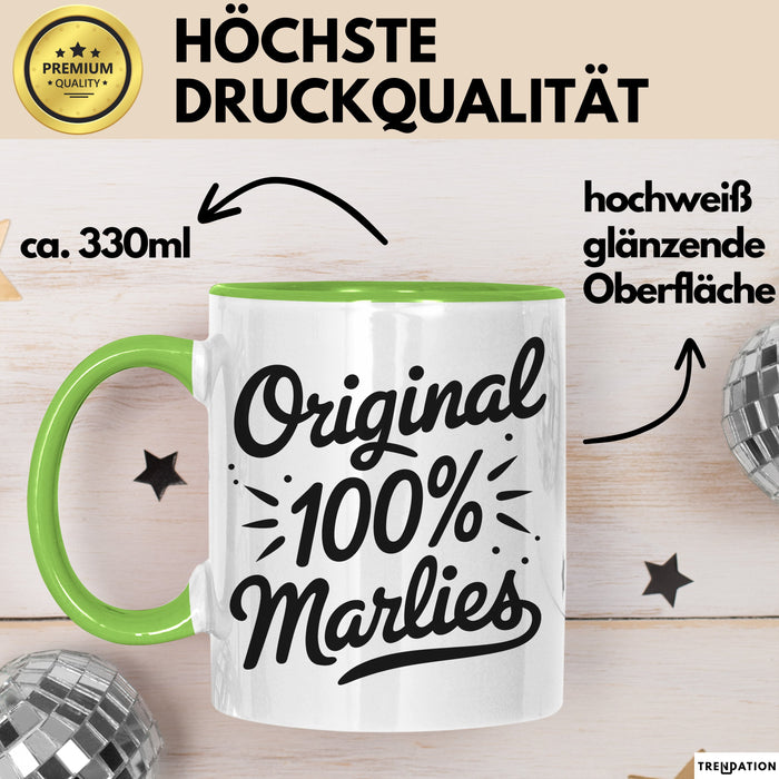Marlies Tasse Geschenk Original 100% Marlies Geschenkidee Geburtstag Grün Trendation