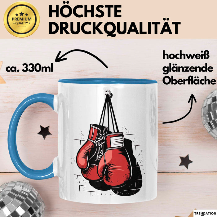 Boxer Tasse Geschenkidee für Kampfchampion Blau Trendation