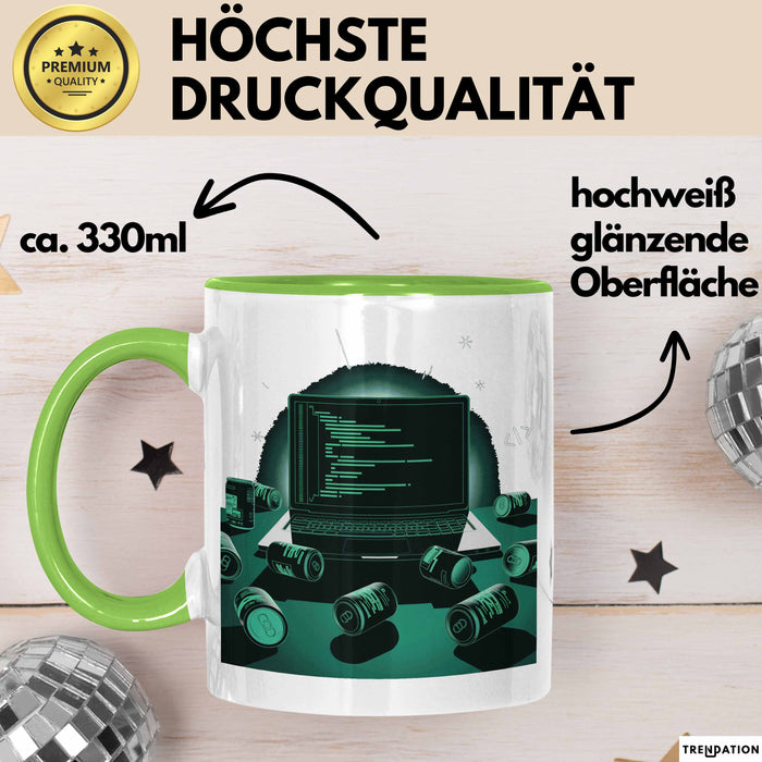 Software Entwickler Tasse Geschenk Lustige Geschenkidee Spruch Für Code Süchtige Grün Trendation