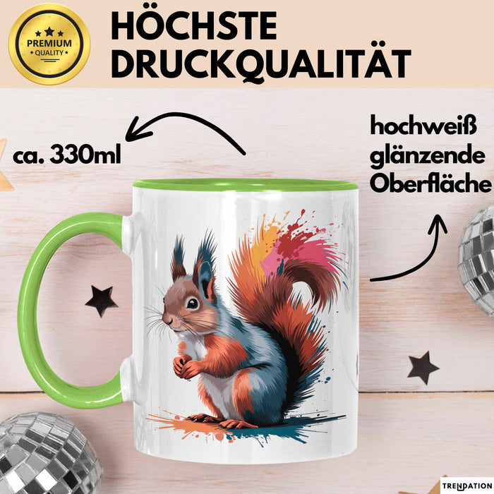 Eichhörnchen Tierliebhaber Tasse Geschenk Lustige Geschenkidee Spruch Grün Trendation