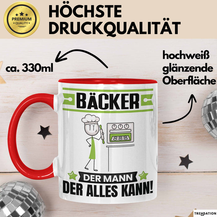 Bäcker Tasse Geschenk für Bäcker Der Mann Der Alles Kann Geschenkidee zum Geburtstag Rot Trendation