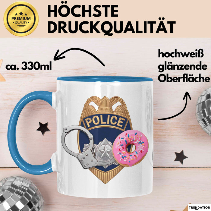 Polizist Tasse Geschenkidee Held der Strafverfolgung Geschenkidee Lustig Blau Trendation