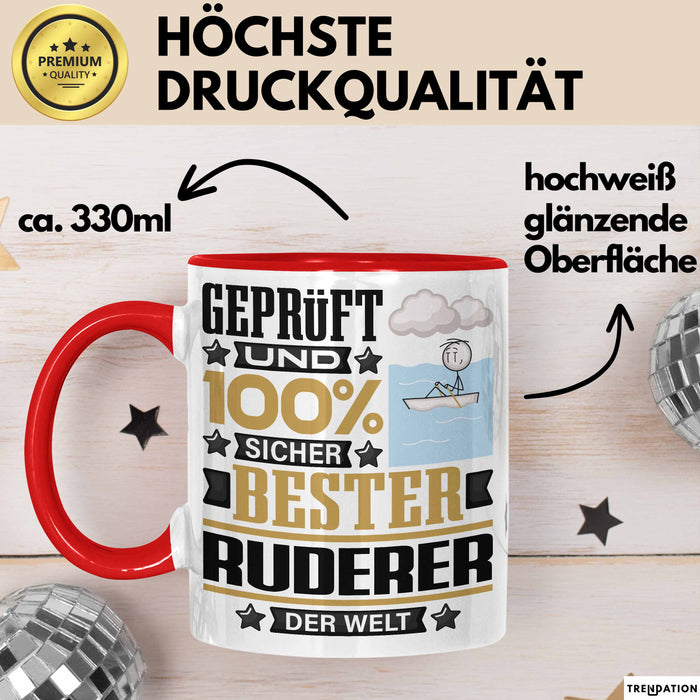 Ruderer Geschenk Lustiger Spruch für Ruderer Geschenkidee Bester Ruderer Der Welt Rot Trendation