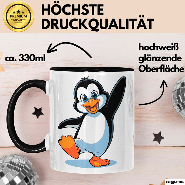 Pinguin Tier Tasse Geschenk Lustige Geschenkidee Spruch Schwarz Trendation