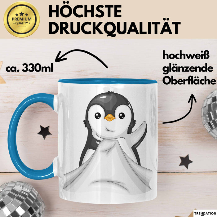Lustige Tasse Geschenk Klein Pinguin Süßer Becher Spruch Blau Trendation