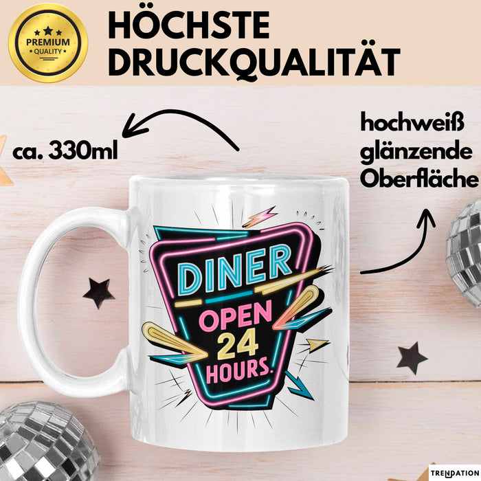 Diner Fan Tasse Geschenkidee für Retro Essen Liebhaber Weiß Trendation