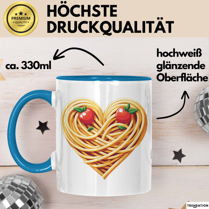 Spaghetti Tasse Für Frauen Und Männer Spaghetti-Liebhaber Herz Blau Trendation