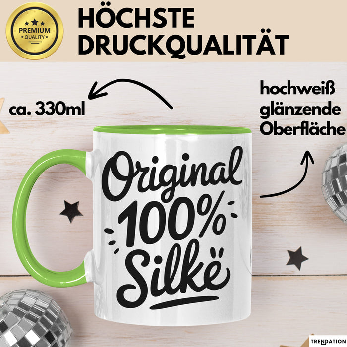 Silke Tasse Geschenk Original 100% Silke Geschenkidee Geburtstag Grün Trendation