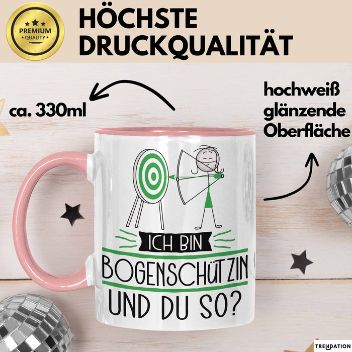 Bogenschützin Tasse Geschenk Ich Bin Bogenschützin Und Du So Geschenkidee Lustiger Spruch Becher Rosa Trendation
