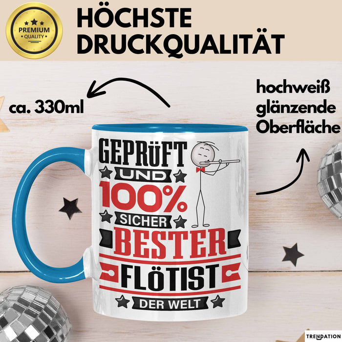 Flötist Geschenk Lustiger Spruch für Flötist Geschenkidee Bester Flötist Der Welt Blau Trendation